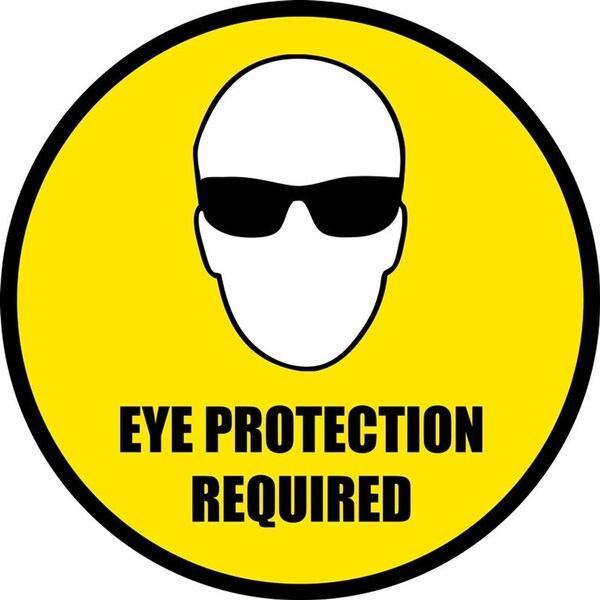 Eye Protection Required 12in Diameter Non Slip Floor Sign